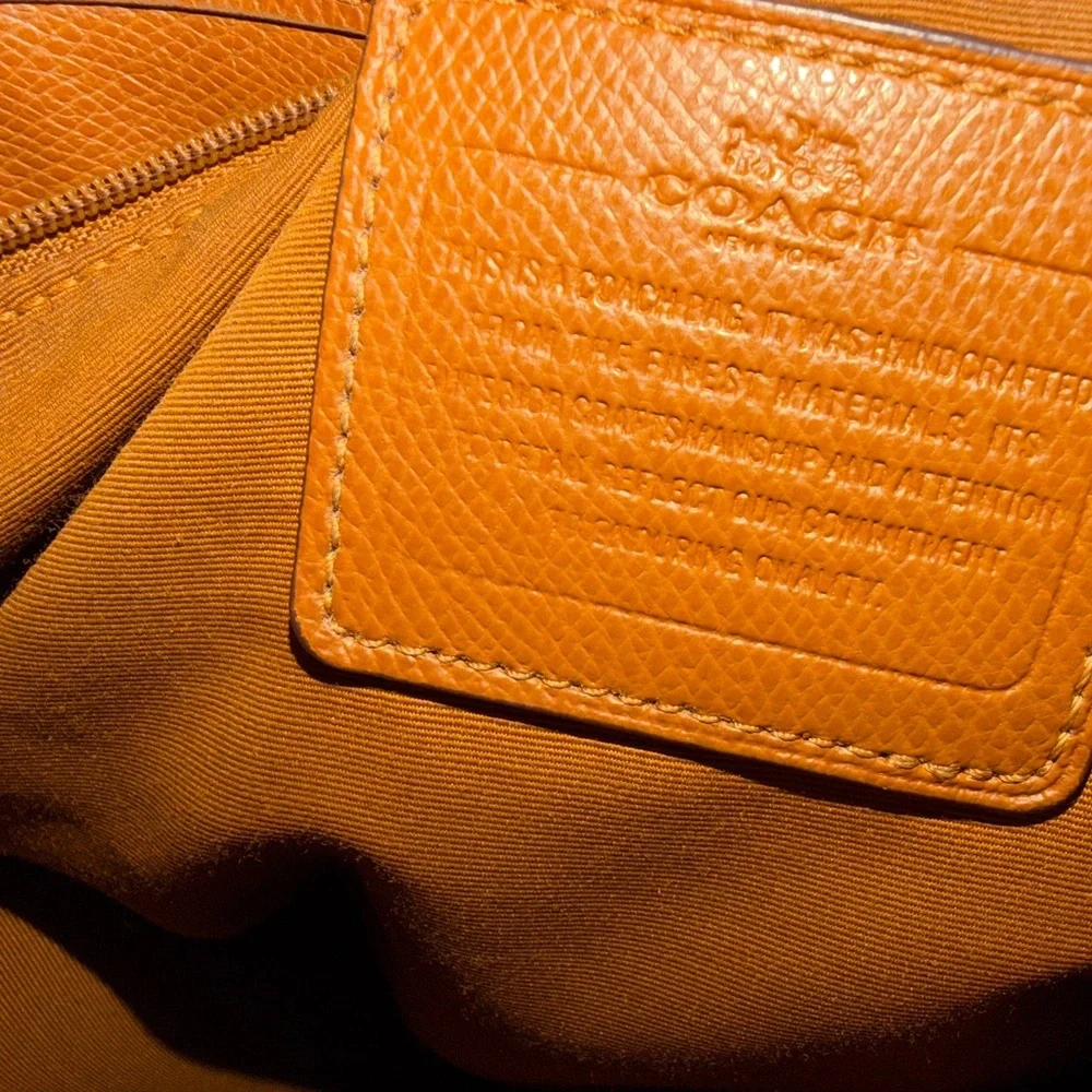 Coach Cognac Leather Tote with Gold Accent